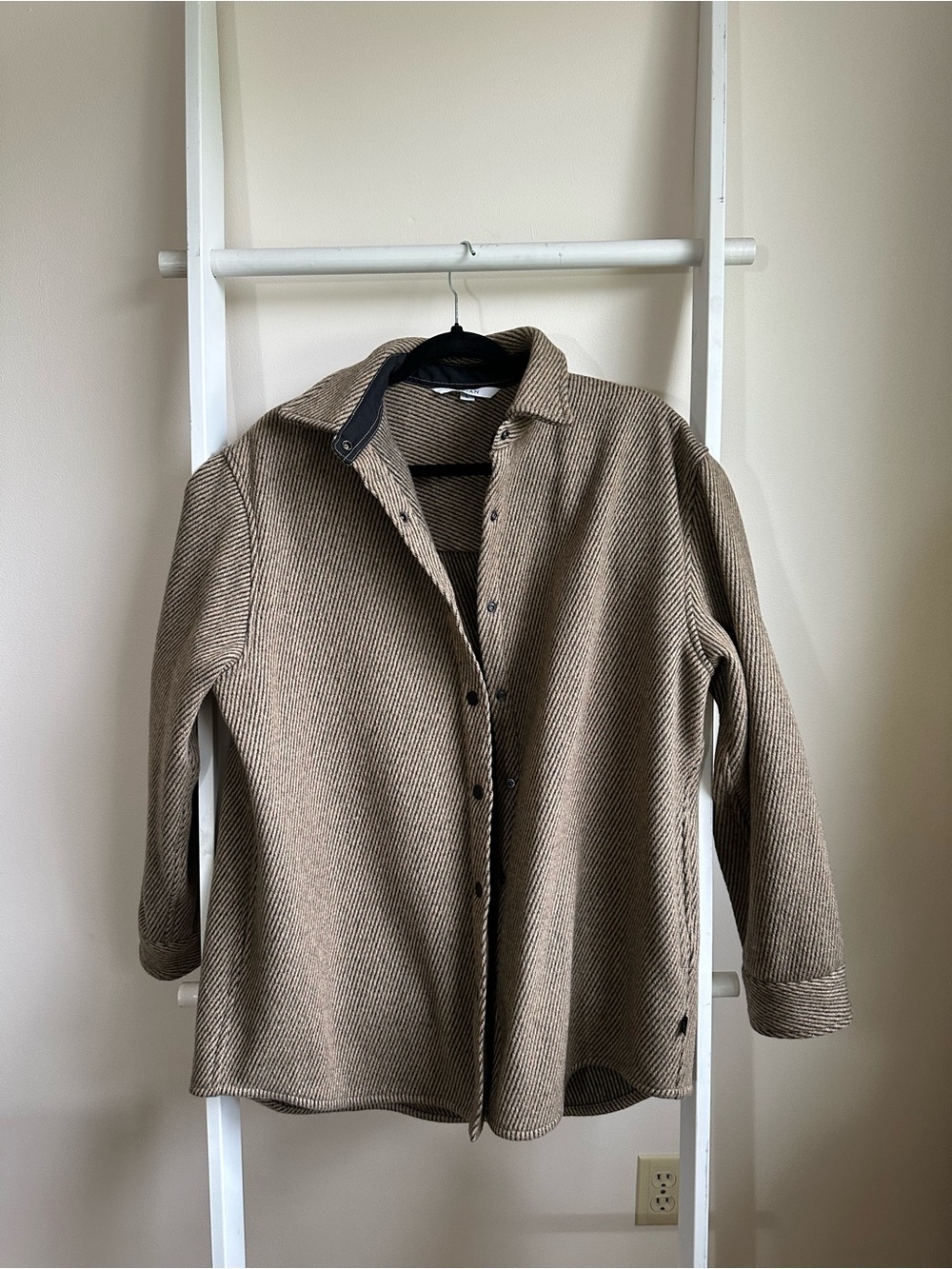 Womens Beige Herringbone Button-Front Jacket